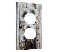 Elegant Floral Light Switch Cover Plate/Outlet Covers, Black White Poppy Design for Year-Round Decor, Thermoplastic Wall Plates, Standard Size Single Duplex Outlet