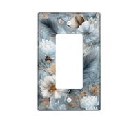 Elegant Floral Light Switch Cover Plates/Outlet Covers, Blue Botanical Accents for Home Decor, Thermoplastic Wall Plates, Standard Size Single Rocker