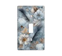 Elegant Floral Light Switch Cover Plates/Outlet Covers, Blue Botanical Accents for Home Decor, Thermoplastic Wall Plates, Standard Size Single Toggle