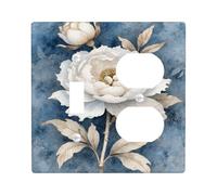 Elegant Floral Light Switch Cover Plates/Outlet Covers, Blue Peony Design for Home Decor, Thermoplastic Wall Plates, Standard Size Toggle Duplex