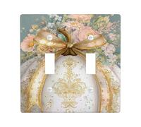 Elegant Floral Light Switch Cover Plates/Outlet Covers, Soft Blue Spring Flowers with Gold Accents, Thermoplastic Wall Plates, Standard Size Double Toggle