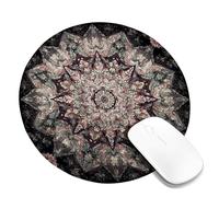 Elegant Floral Mandala Desk Mouse Pad, Dark Vintage Pattern Non-Slip Washable Mousepad for Home Office, Gaming and Work Round