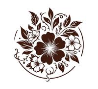 Elegant Floral Mandala Featuring Detailed Blossoms Leaves and Swirls Within a Circular Frame Wall Decals 42x44.4cm Do not Damage The Wall Surface Coffee