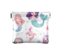 Elegant Floral on Dark Coin Purse Pouch Pocket Coin Pouch Coin Wallet, Cartoon Mermaids Cute, One Size, Pattern
