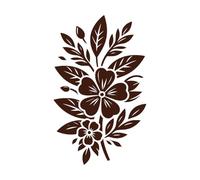 Elegant Floral Pattern. Silhouettes of Blooming Flowers Leaves and Buds Arranged symmetrically Fine Carving Decals 50.4x81.3cm Self Adhesive Coffee