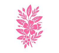 Elegant Floral Pattern. Silhouettes of Blooming Flowers Leaves and Buds Arranged symmetrically Wall Decals 57.6x93cm Store Decoration Pink