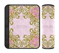 Elegant Floral Peach Gold 2 Pack seat Belt Strap More Comfort Driving for Truck accesorios para carro