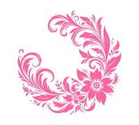 Elegant Floral Swirl in a semicircular Arrangement on a Wall Decals 54.6x55cm Tattoo Culture Pink