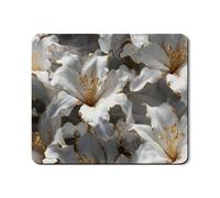 Elegant Floral Washer Dryer Top Protector Mat, Silver White Flowers Pattern Laundry Room Cover, Premium Rubber Anti-slip Waterproof Washer And Dryer Mats 20x24 Inch