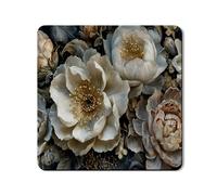 Elegant Floral Washer Dryer Top Protector Mat, Vintage Botanical Design Washing Machine Cover, Luxurious Rubber Anti-slip Waterproof Mats for Laundry Room 24x24 Inch