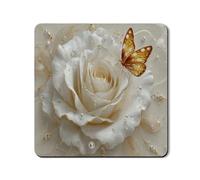 Elegant Floral Washer Dryer Top Protector Mat, Vintage Butterfly Rose Design, Decorative Rubber Anti-slip Waterproof Washer And Dryer Mats for Laundry Room 24x24 Inch
