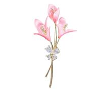 Elegant Flower Brooch for Women, Vintage Premium Enamel Boutonniere, Coat and Suit Pendant Necklace, Jasmine Magnolia Lily Osmanthus Designs, Standard, Metal, no gemstone