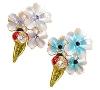 Elegant Flower Brooch, Rhinestone Seven Star Ladybug Brooches, Decoration Corsage Accessories for Suit Scarf Hat, Dress and Coats(Purple blue)