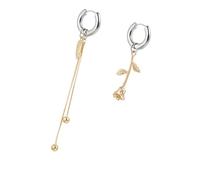 Elegant Flower Ear Clip Two Tone Alloy Earrings Romance Women Comfortable Daily Wear Rose Gold Silver Ear Cuff Accessories
