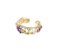 Elegant Flower Leaf Statement Wrap Ring for Women Crystal Cubic Zirconia Enamel Flowers Floral Green Leaves Adjustable Open Stacking Finger Rings Band Comfort Fit Dainty Wedding Engagement Jewelry