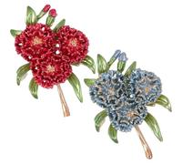 Elegant Flower Plants Lapel Pins, Decoration Hydrangea Brooch for Women, Flower Green Leaf Brooch for Suit Scarf Hat, Dress and Coats(Red orange)