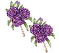 Elegant Flower Plants Lapel Pins, Decoration Hydrangea Brooch for Women, Flower Green Leaf Brooch for Suit Scarf Hat, Dress and Coats(2pcs purple)