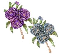 Elegant Flower Plants Lapel Pins, Decoration Hydrangea Brooch for Women, Flower Green Leaf Brooch for Suit Scarf Hat, Dress and Coats(Blue purple)