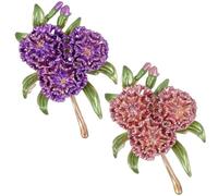 Elegant Flower Plants Lapel Pins, Decoration Hydrangea Brooch for Women, Flower Green Leaf Brooch for Suit Scarf Hat, Dress and Coats(Pink purple)