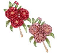 Elegant Flower Plants Lapel Pins, Decoration Hydrangea Brooch for Women, Flower Green Leaf Brooch for Suit Scarf Hat, Dress and Coats(Red pink)