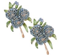 Elegant Flower Plants Lapel Pins, Decoration Hydrangea Brooch for Women, Flower Green Leaf Brooch for Suit Scarf Hat, Dress and Coats(2pcs blue)