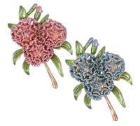 Elegant Flower Plants Lapel Pins, Decoration Hydrangea Brooch for Women, Flower Green Leaf Brooch for Suit Scarf Hat, Dress and Coats(Pink blue)
