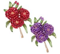 Elegant Flower Plants Lapel Pins, Decoration Hydrangea Brooch for Women, Flower Green Leaf Brooch for Suit Scarf Hat, Dress and Coats(Red purple)
