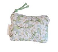 Elegant Flower Print Cosmetic Pouches Compact Cotton Storage Bag Makeup Bag for Lipstick and Essential Travel Pouches