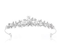 Elegant Flower Rhinestone & Pearl Crown Headband - Bridal Wedding Tiara for Women, for Bride, Flower Girl, Party - Luxurious Rhinestone & Pearl Design for Special Occasions