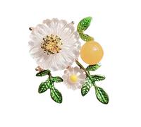 Elegant Flower Shaped Brooch for Women Green Floral Lapel Pin Accessory Jewelry for Jackets Backpack Scarf Hats Elegant Accessory