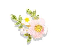 Elegant Flower Shaped Brooch With Glittering Rhinestones Decoration Floral Lapel Pin Fashion Accessories For Women Dress Alloy Floral Brooch