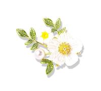Elegant Flower Shaped Brooch With Glittering Rhinestones Decoration Floral Lapel Pin Fashion Accessories For Women Dress Alloy Floral Brooch