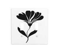 Elegant Flower Simple Lines Double Gang Toggle Light Cover Wall Plate Switch Decor Standard Size - 11.4x11.4cm