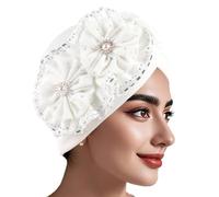 Elegant Flower Turban Hat Unique Western Styles Hat Women Wedding Elastic Hat for Fashion Women