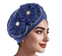 Elegant Flower Turban Hat Unique Western Styles Hat Women Wedding Elastic Hats for Fashion Women