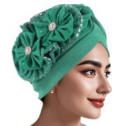 Elegant Flower Turban Hat Unique Western Styles Hat Women Wedding Elastic Hats for Fashion Women