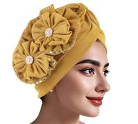 Elegant Flower Turban Hat Unique Western Styles Hat Women Wedding Elastic Hats for Fashion Women