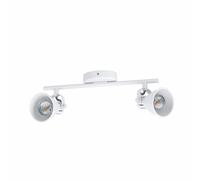 Elegant Flush 2 Spot Ceiling Light With Gu10 Bulbs In White Steel Finish