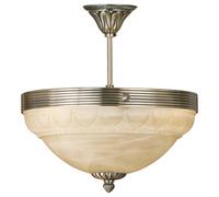Loops Flush Ceiling Light-Colour Bronze-Shade Champagne-Glass Alabaster-Bulb E14-3x60W - Lounge Dining Hallway Island Kitchen Modern Task Slim Down