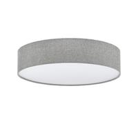 Elegant Flush Ceiling Light With White Grey Linen Shade And E27 Bulbs