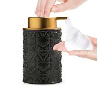 Elegant Foaming Soap Dispenser, Designed with Flower-Shaped Emboss(Black) | Ceramic Gold Hand Soap Dispenser for Bathroom