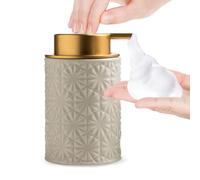 Elegant Foaming Soap Dispenser, Designed with Flower-Shaped Emboss(Khaki) | Ceramic Gold Hand Soap Dispenser for Bathroom