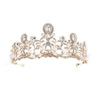 Elegant for Women Romantic Wedding Hair Crown Crystal Shiny Rhinestone Pearl Bridal Headpiece Hair Wreath For Dress Matching