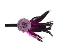 Elegant For Women Women's Vintage Flapper Headpiece Feather Flower Headband Bridal For Party Prom Wedding Great Gatsby Accessories (Color : Wine red) Colour:Navy (Color : Pink) (Purple)