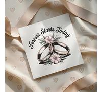Elegant Forever Starts Today Wedding Card Square | Interlocking Rings and Flowers Greeting for Bride Groom Newlyweds | Romantic Engagement and Anniversary Stationery - 195