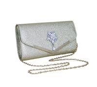 Elegant Formal - Formal Bag, Elegant Party Purse | Satin Handbag With Chain Strap Closure For Wedding Cocktail Prom And Dinner Events Use, Stylish Purse For Night Out And Celebration, Gold, Refer to