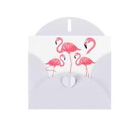 Elegant Four Flamingos Print Greeting Cards With Envelopes,Thank You,Birthdays,Christmas,Valentine