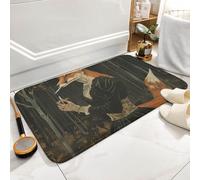 Elegant Fox Lady Bath Mat Rug - Super Soft Absorbent Bathroom Rugs Non-Slip Quick Dry Washable Bathroom Floor Mat for Shower Tub, Coral Velvet Kitchen & Entryway Rugs 15.7"x23.6"