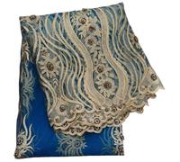 Elegant French African Floral Embroidered Sequins Tulle Lace Fabric for Dressmaking, African Bridal Wedding, Party, and Nigerian Lace Material, 5 Yards (TORQUOISE)