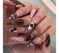 Elegant French Manicure Artificial Nails Watercolor Design Durability ABS Nails Enhancement for Formal Event French Design False Nail